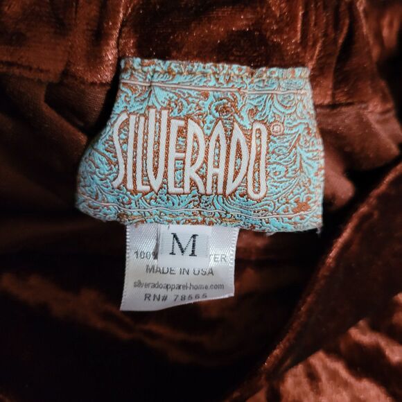 Silverado Velvet Flare Bell Bottom Pants Womens Size Medium Brown Fringed - Picture 8 of 10